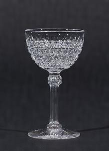 Footed Goblet Cut clear glass, basketry design