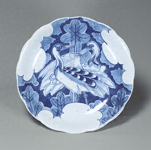 Large Dish, Crane and pine design in underglaze blue