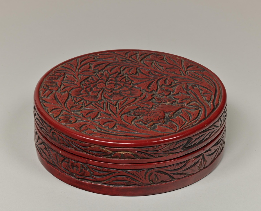 ハンドメイド 碁器 獅子牡丹 鎌倉彫 木星 漆塗り
