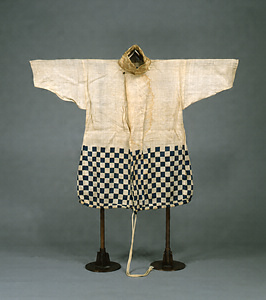 Yoroi-shitagi (Undergarment for armor) White ramie with Sanskrit character and checker design