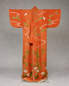 Robe ([Kosode]) with Bamboo, Sparrows, and Chysanthemums