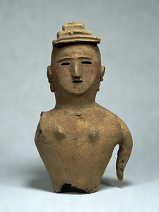 Woman Carrying Boxes on Head Haniwa (Terracotta Tomb Figure)
