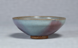 Bowl Bluish opaque glaze with red spots