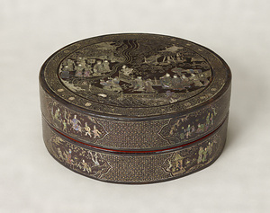 Covered Box Lunar palace design in mother of pearl inlay