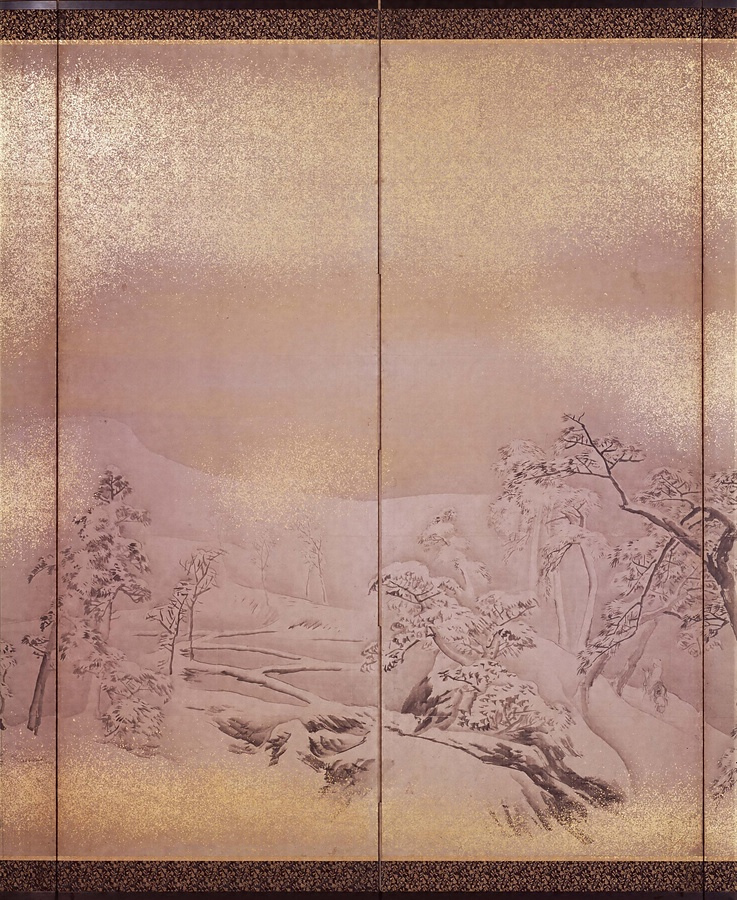 【公式新作】奈斎 銘 秋景山水図 二枚折 屏風 絹本肉筆 山水、風月