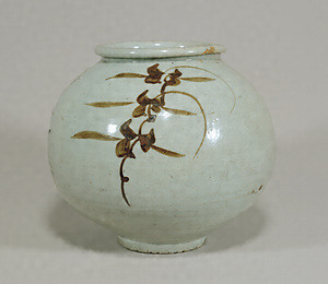 Jar with Flowers Stoneware with underglaze iron