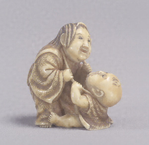 Toggle (&quot;Netsuke&quot;) in the Shape of Boys Playing Tug-of-War with their Necks