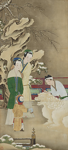 元信／美人唐子遊図 