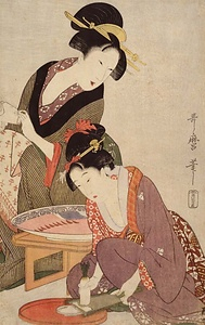 Two Women Preparing Sashimi