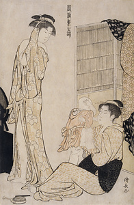 Genre Scenes with &quot;Brocades of the East&quot; (Beautiful women of Edo): Mother Fondling Baby, and Woman after Bath