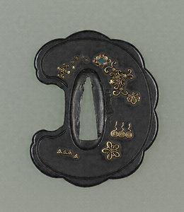 Sword Guard with Myriad Treasures in Cloisonné