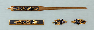 Set of Three Kinds of Sword Fittings with Catfish and Seaweed