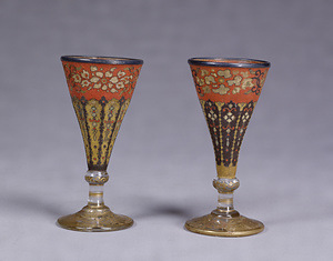 Pair of Glass Goblet with Cloisonne