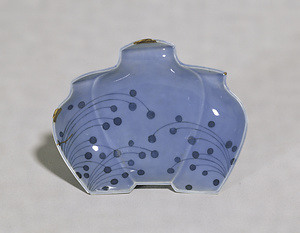 Dish in Shape of Three Jars Light blue glaze with dewdrop design