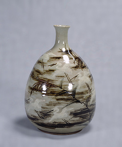 Sake Bottle with Herons and Reeds
