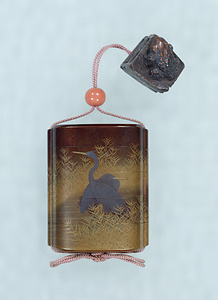 Case (&quot;Inrō&quot;) with Reed and a Heron