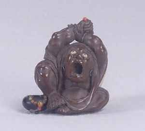 Toggle ("Netsuke") in the Shape of the Zen Patriarch Bodhidharma