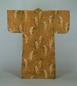 Atsuita Garment(Noh Costume) Design of wisterias on red ground