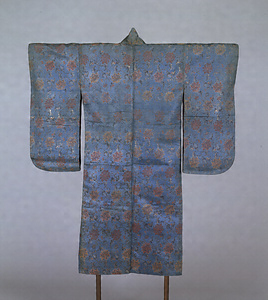 Karaori Garment(Noh Costume) Design of peony arabesque on light blue ground