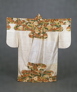 Noh Costume ("Nuihaku") with Flowering Plants at the Shoulders and Hem