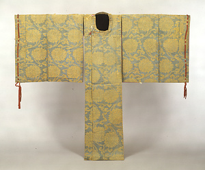 Kariginu(Noh Costume) Peony scroll design on light blue ground