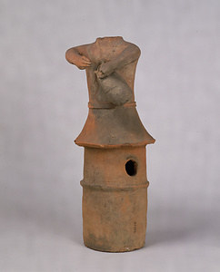 Human Tapping Small Drum Haniwa (Terracotta Tomb Figure)