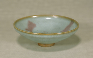Bowl Bluish opaque glaze with reddish-purple spots
