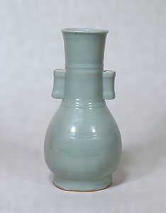 Flower Vase with Tubular Handles Celadon glaze