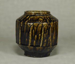 Faceted Jar With caramel glaze
