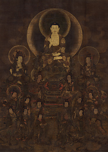 The Buddha Shaka with Two Attendants and Ten Demonesses