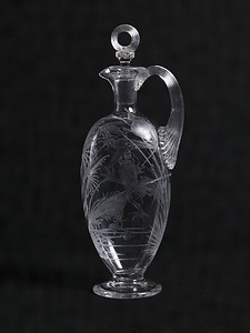 Vase Clear glass, incised frog and dragonfly design