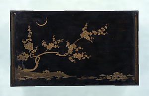 Stationery Stand Design of a plum tree and the moon in [maki-e] lacquer