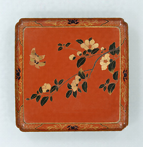 Tables, Flower and butterfly design in litharge painting
