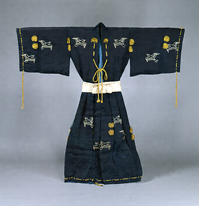 [Yoroi-hitatare] (Suit worn under armor) Plover design on dark blue ramie ground