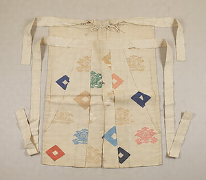 Oguchi(Noh Costume) Design of lozenges and flowers on white ground