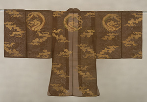 Choken Coat (Noh costume) Cloud and dragon design on brown ground