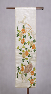 Sash Worn under [Uchikake] Robes with a Design of Chrysanthemum Branches and Cypress Fans