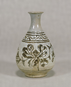 Vase White porcelain with inlaid peony design
