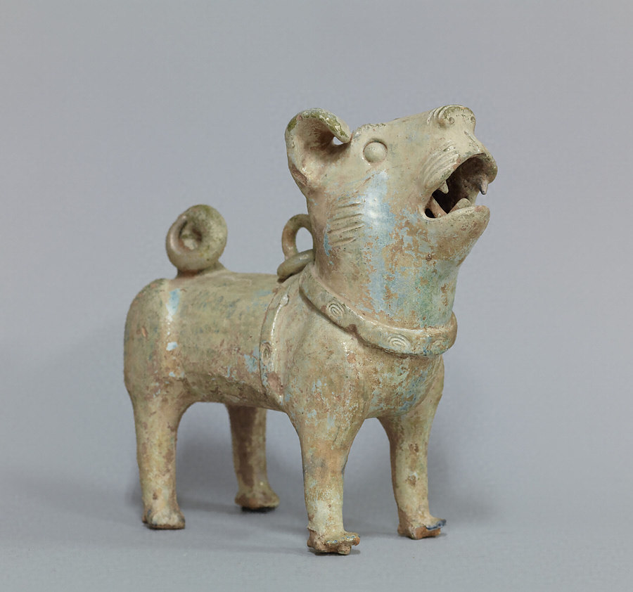 極珍品　唐緑釉　緑釉犬　動物俑　お墓の守護犬　中国美術