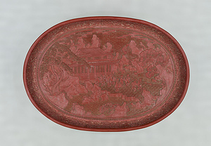 Tray with a Pavilion and Figures in a Landscape