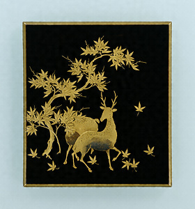 Writing Box with Deer and a Maple Tree Lacquered wood with [maki-e]