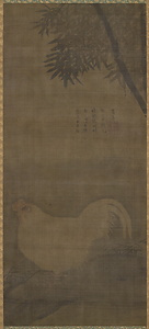 竹鶏図軸