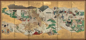 歌舞伎図屏風（左隻）