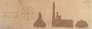 蒸気機関及び船の図