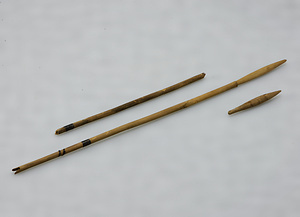 Wooden arrowheads and arrow shafts