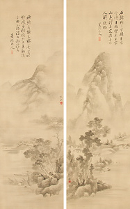 巻菱湖合作（倉石乾山 画・巻菱湖 賛）