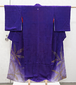 紫地笹図着物