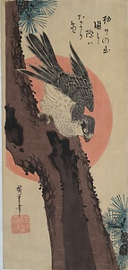 HINODE-NI-MATSU-NI-TAKA A Pine Tree under the Morning Sun and a Hawk