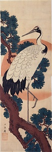 HINODE-NI-MATSU-NI-TSURU A Crane on the Pine Tree at Sunrise