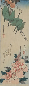 KARASUURI-NI-MEJIRO,SHAKUYAKU-NI-KOTORI Japanese Snake Gourd and a Japanese White Eye,Chinese Poeny and a Bird